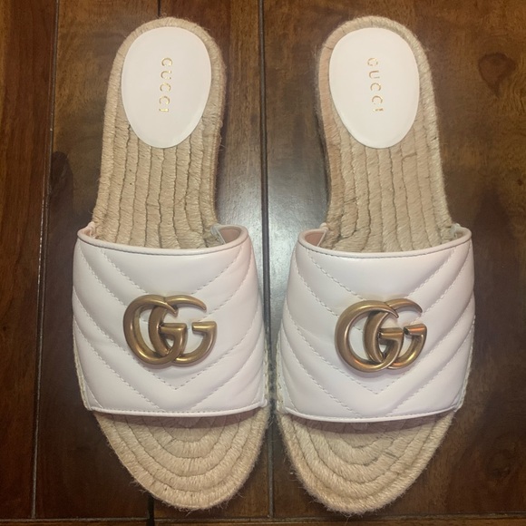 Gucci Shoes - Authentic Gucci Pilar Espadrille Slide White